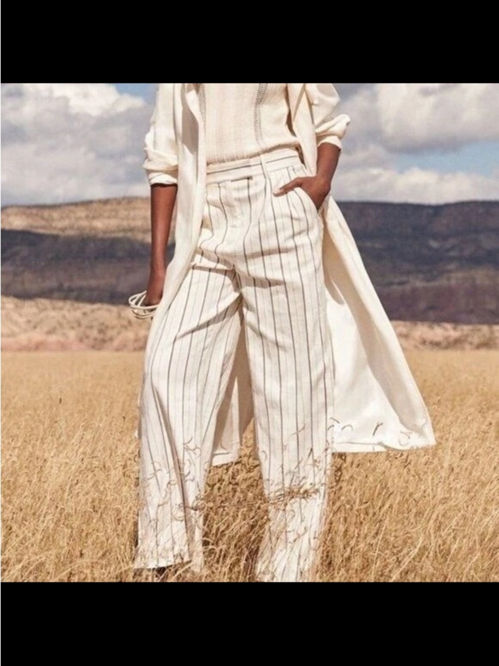 Banana Republic Alva Linen Cotton Wide Leg High Waist Pant Size 00 White Striped